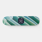Custom Monogram Abstrakt Blue Green Skateboard (Horizontal)