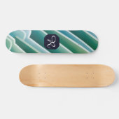 Custom Monogram Abstrakt Blue Green Skateboard (Horizontal)