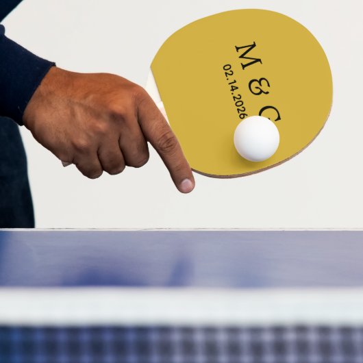 Custom Monogram and Date Personalized M Gold Tischtennis Schläger (InSitu)