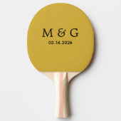 Custom Monogram and Date Personalized M Gold Tischtennis Schläger (Vorderseite)