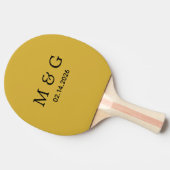 Custom Monogram and Date Personalized M Gold Tischtennis Schläger (Seitenansicht)