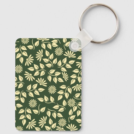 Custom Monogram and Name Pastel Leaf Floral Schlüsselanhänger (Rückseite)