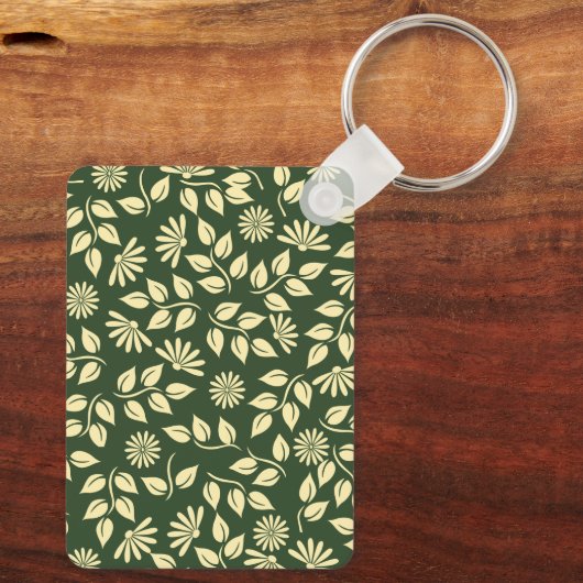 Custom Monogram and Name Pastel Leaf Floral Schlüsselanhänger (Rückseite)