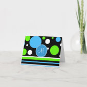 Custom Monogram Aquamarin Green Stripes Polka Dots (Vorderseite)