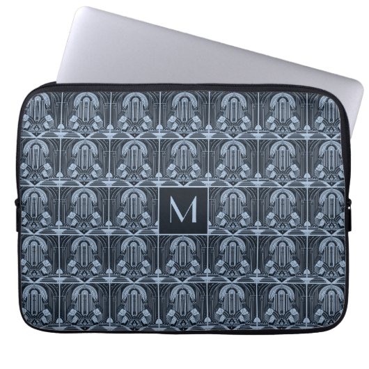Custom Monogram Art Deco Laptopschutzhülle (Vorderseite)