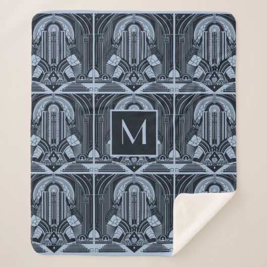 Custom Monogram Art Deco Sherpadecke (Vorderseite)