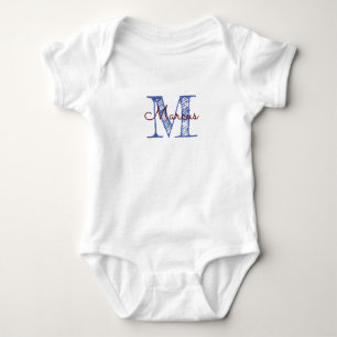 Custom Monogram Baby Boy Hand Letted Strampler