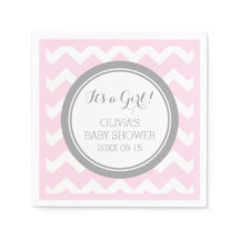 Custom Monogram Baby Dusche Pink Gray Napkin