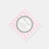 Custom Monogram Baby Dusche Pink Gray Napkin Serviette (Ecke)