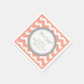 Custom Monogram Baby Shooting Coral Gray Napkin Serviette (Ecke)