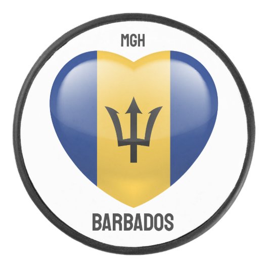 Custom Monogram Barbados Liebe Eishockey Puck (Vorderseite)