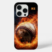 Custom Monogram Baseball on Fire Case-Mate iPhone Hülle (Rückseite)