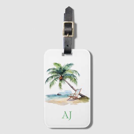 Custom Monogram Beach Vacation Gepäckanhänger (Vorderseite Vertikal)