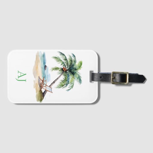 Custom Monogram Beach Vacation Gepäckanhänger (Vorderseite (Horizontal))