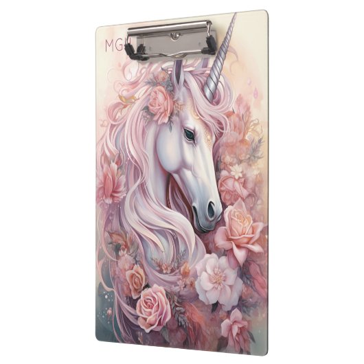 Custom Monogram Beautiful Unicorn Klemmbrett (Links)