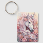 Custom Monogram Beautiful Unicorn Schlüsselanhänger (Vorderseite)