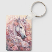 Custom Monogram Beautiful Unicorn Schlüsselanhänger (Rückseite)