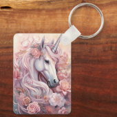 Custom Monogram Beautiful Unicorn Schlüsselanhänger (Rückseite)