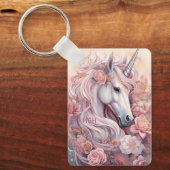 Custom Monogram Beautiful Unicorn Schlüsselanhänger (Vorderseite)