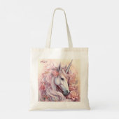 Custom Monogram Beautiful Unicorn Tragetasche (Rückseite)