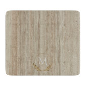 Custom Monogram Beige Travertine Marmorstein Schneidebrett (Vorderseite)