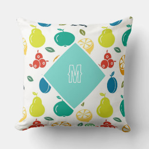 Custom Monogram Birthday Farbige Früchte Einfach Kissen