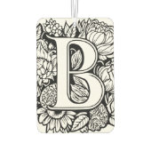 Custom Monogram Black and White Floral Tattoo Art Autolufterfrischer (Rückseite)