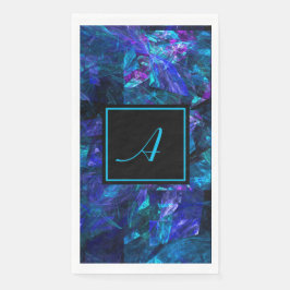 Custom Monogram Black Blue Abstrakt Geburtstag Serviette
