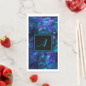 Custom Monogram Black Blue Abstrakt Geburtstag Serviette (Beispiel)