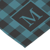 Custom Monogram Black Blue Buffalo Kariertes Muste Kurzer Tischläufer (Ecke)