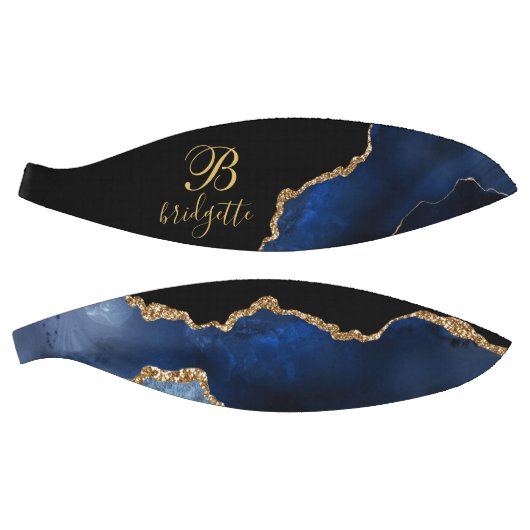 Custom Monogram Black Gold Navy Agate Geode Basketball (Panele)