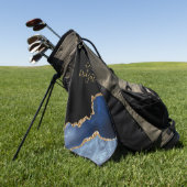 Custom Monogram Black Gold Navy Agate Geode Golfhandtuch (Gras)