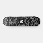 Custom Monogram Black Imitats Crocodile Skin Skate Skateboard (Horizontal)