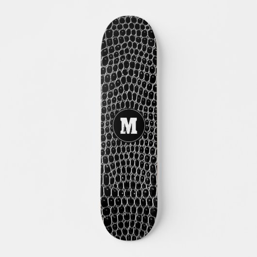 Custom Monogram Black Imitats Crocodile Skin Skate Skateboard (Vorne)