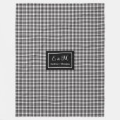 Custom Monogram Black White Buffalo Plaid Blanket Fleecedecke (Vorderseite)