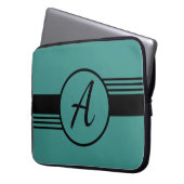 Custom Monogram Blue & Black Laptop Sleeve (Vorderseite Links)