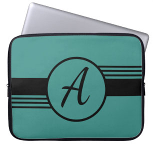 Custom Monogram Blue & Black Laptop Sleeve