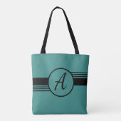 Custom Monogram Blue & Black Tot Bag Tasche (Rückseite)