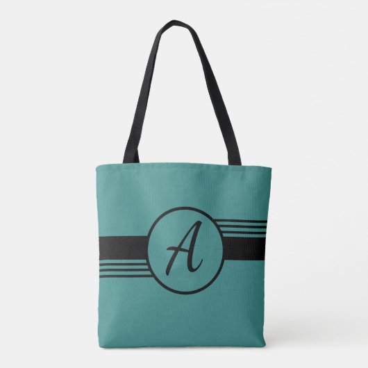 Custom Monogram Blue & Black Tot Bag Tasche (Rückseite)