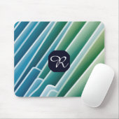 Custom Monogram Blue Green Abstrakt Mouse Pad Mousepad (Mit Mouse)