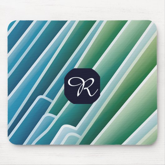 Custom Monogram Blue Green Abstrakt Mouse Pad Mousepad (Vorne)