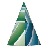 Custom Monogram Blue Green Abstrakt Party Hat Partyhütchen (Rückseite)
