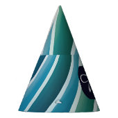 Custom Monogram Blue Green Abstrakt Party Hat Partyhütchen (Links)