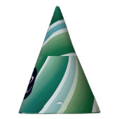 Custom Monogram Blue Green Abstrakt Party Hat Partyhütchen (Rechts)