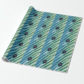 Custom Monogram Blue Green Abstrakt Wrapping Paper Geschenkpapier (Ungerollt)