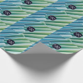 Custom Monogram Blue Green Abstrakt Wrapping Paper Geschenkpapier (Ecke)