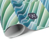 Custom Monogram Blue Green Abstrakt Wrapping Paper Geschenkpapier (Rolleneckpunkt)