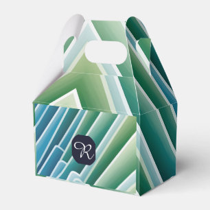 Custom Monogram Blue Green Abstrakte Gevor Boxen Geschenkschachtel