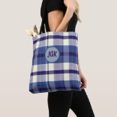 Custom Monogram Blue Karierte Tasche (Von Nahem)