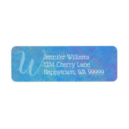 Custom Monogram Blue Marble Art Rücksendeadresse